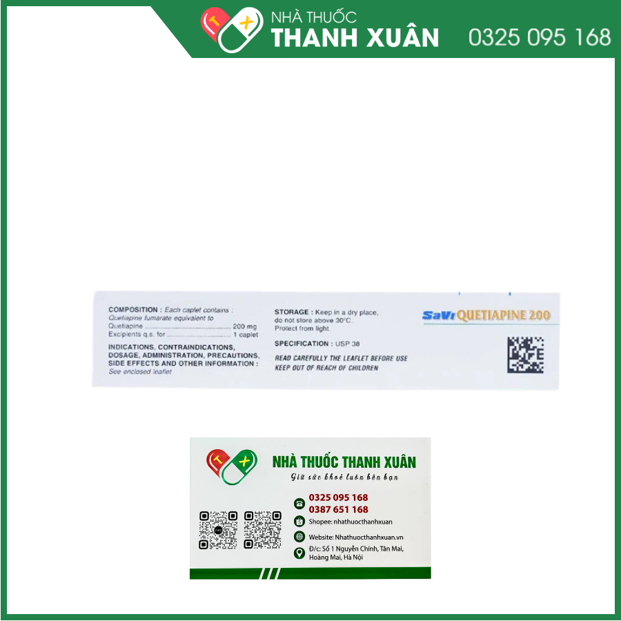 Savi Quetiapine 200 điều trị tâm thần phân liệt, rối loạn lưỡng cực